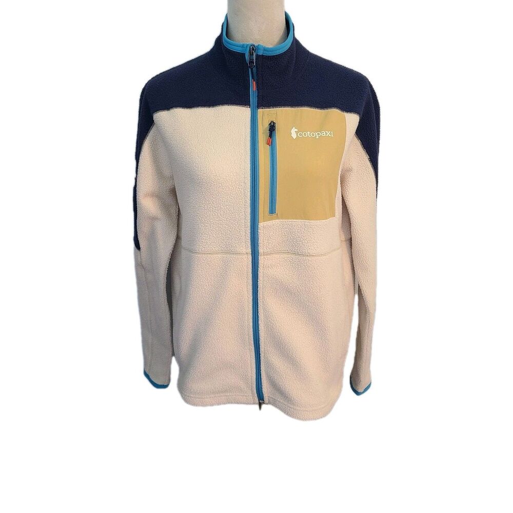 Cotopaxi Abrazo Full Zip Fleece Jacket Womens M Cream Navy Gorpcore Grid Hiking